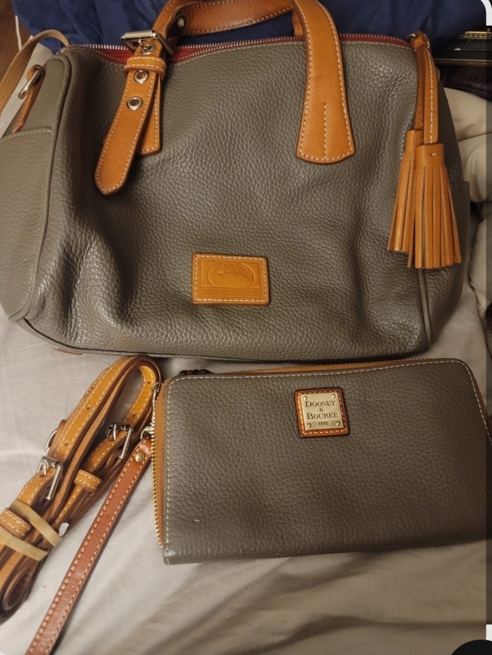 Dooney & Bourke Pebble Leather Grain Kendra Satchel + Matching Wallet Set.